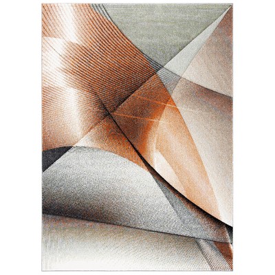 Hollywood Collection Area Rug - 8' x 10', Grey & Orange, Mid-Century Modern D...-image