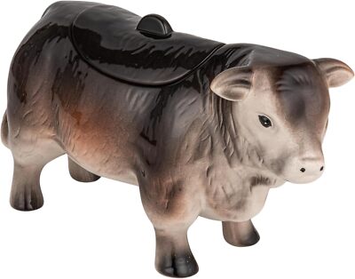 Creative Co-Op Vintage Ceramic Cow Shaped Cookie Jar, Brown -image