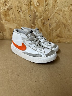 NIKE Blazer Mid '77 Infant White/Orange UK Size 8.5 Trainers-image