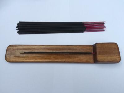 Incense Stick Wooden Holder Joss Sticks Ash Catcher 25 Free Sticks Ceylon New-image