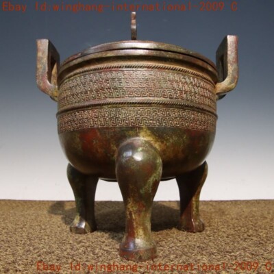 old China shangzhou dynasty Bronze Ware inscription joss Incense burner Censer-image