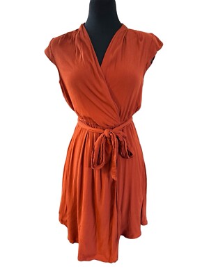 Maeve Burnt Orange Wrap Style Dress Size XS-image