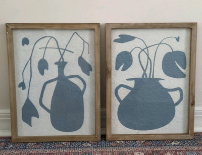 Abstract Wall Art Contemporary Wood Framed Creative Co-op 2 Pieces 12