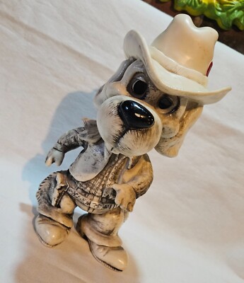 Vintage 1977 Hound Dog Cowboy Bank Creative MFG Hard Plastic-image