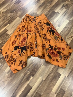 NWT by Anthropologie 8 orange Shark Bite Skirt Floral Retail $170-image