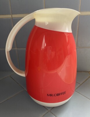 Vintage Mr. Coffee Orange Insulated Carafe with Lid Mid Century Modern Retro-image