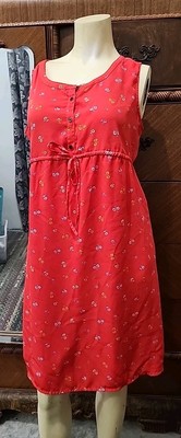 Red Orange Floral Mid Length Sleeveless Gap Maternity Dress Size Small-image