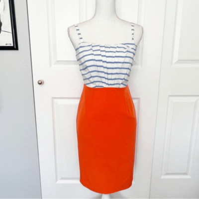 Daniel Cremieux Orange, Blue & White Dress Size 0-image