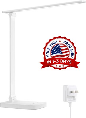Lampara LED Lamparas De Mesa Para Oficina Y Cuarto Luz Escritorio Estudiar White-image