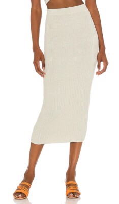 Camila Coelho Joss Skirt Light Mint Knit Neutral Beach Revolve S NWT $178-image