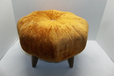 vintage Mid-century modern orange velour footrest 