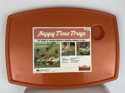 Vintage Blisscraft Happy Time Plastic Serving Tray ORANGE **NEW**-image