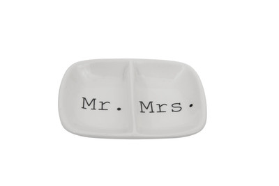 Ceramic 2 Section Mr. & Mrs. Dish-image