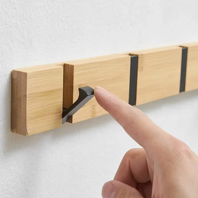 Creative Wooden Aluminum Wall Hook – Invisible Bathroom Door Hanger for Keys, Co-image