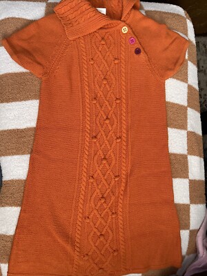 GYMBOREE SIZE 7 FALL ORANGE AUTUMN KNIT DRESS-image