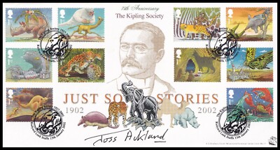 Actor JOSS ACKLAND Signed 2002 GB Just So Stories Kipling Society Bradbury FDC-image