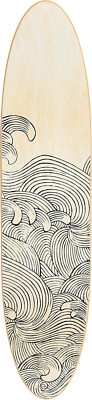 Creative Co-Op Coastal Decorative Surfboard Wall Décor, Wave Design Overlaid on -image
