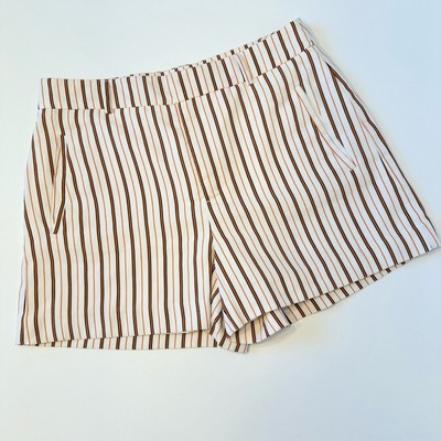 Nine West Orange and Black Striped Shorts Fully Lined Medium-image