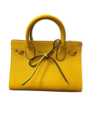 New Tim&Joss Yellow Satchel Handbag with Structured Design and Bow Detail-image