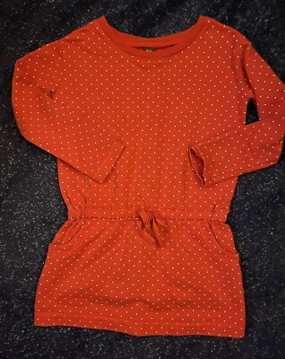 Tea Collection Orange Dotty DrawString Dress Size 5-image