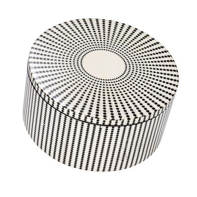 Creative Co-Op Round Resin and Reclaimed Wood Box, Black and White-image