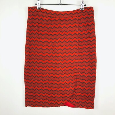 Sabine Orange Knee Length Wavy Stripe Print Knit Skirt Women's Sz L-image