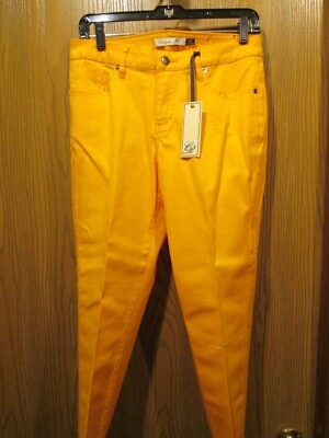 christopher blue isabel orange mid-rise 5 pocket skinny crop jeans Size 8 NEW-image