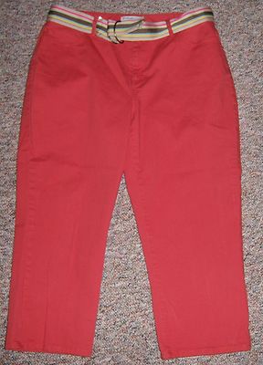 COLDWATER CREEK Orange Mid-Rise Capris Jeans with Belt Size 10 NWOT-image