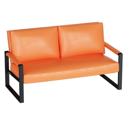 Eureka 45 in. Mid Century Orange Faux Leather Seats Loveseat, Modern Upholstered-image