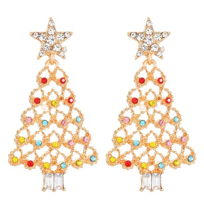Christmas Earrings for Women,Vintage Acrylic Christmas Tree Earrings Creative Co-image