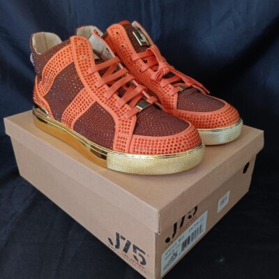 J75 Jump Spezia Mid Mens Sneakers Brown Orange Rhinstone Gold Size 10-image