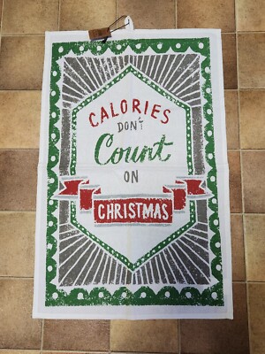 Creative Co-Op Cotton Tea Towel with Holiday Christmas saying-image