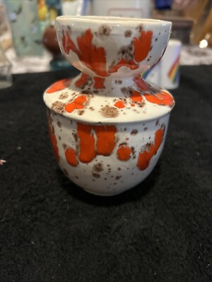 Vintage Orange Splatterware Mid Century Glazed Pottery-image