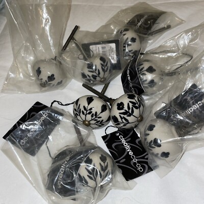 CREATIVE CO-OP Black & Gray Decorative Drawer Knobs Ceramic Pulls Set 8-image