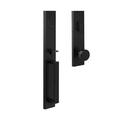 Weslock Xanthis Single Cylinder Handle Set with Mesa Knob (Matte Black, Keyed...-image