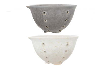 Creative Co-Op Round Stoneware Berry Bowls with Spouts & Reactive Glaze Finishes-image