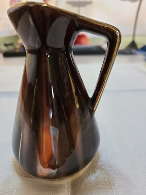 mid Century modern 1950's brown, orange, gold glaze creamer syrup Germany 3 3/4
