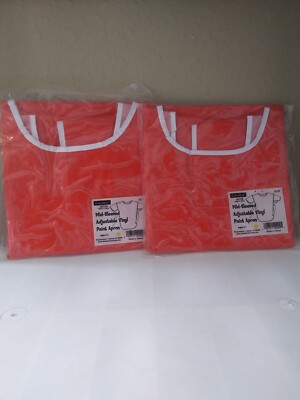 LOT OF (2) ORANGE MID-SLEEVEED ADJUSTABLE VINYL PAINT APRON ONE SIZE-image