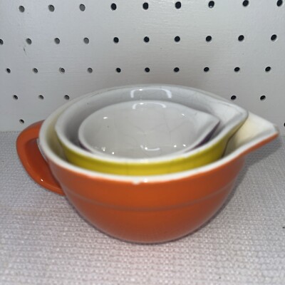 Creative Co-op Set of 3 Nesting Ceramic Measuring 1.5-1-1/3 Cups  Multicolor-image