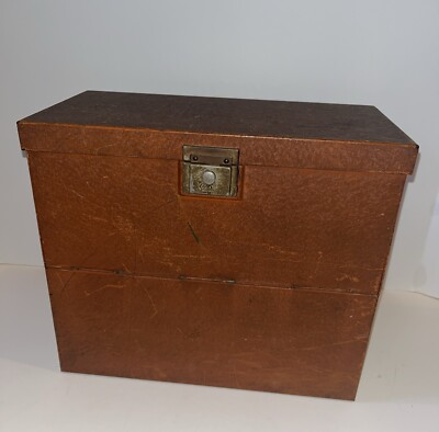 Vintage ORANGE Metal Storage Safety File Box Mid Century  Factory 12”-image
