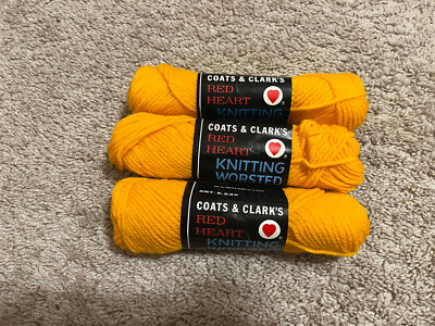 Coats & Clark Red Heart Knitting 4 Ply Worsted  Wool Yarn 3 Skeins Mid Orange-image