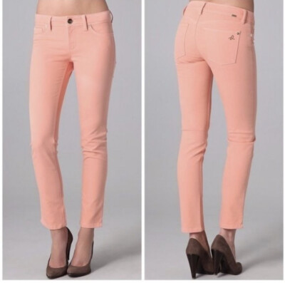 NWT DL1961 Angel Mid Rise Skinny Ankle Jeans Orange Sherbert Stretch Sz 26 $158-image