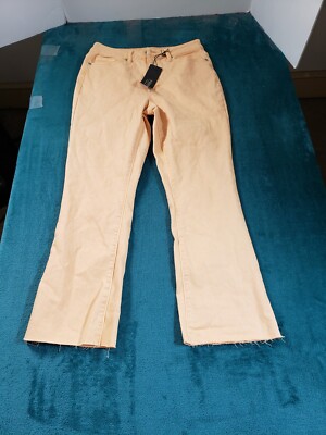 Versona Jeans Sz 2 Womens Orange Pants Stretch Mid Rise Ladies Denim Cropped NWT-image