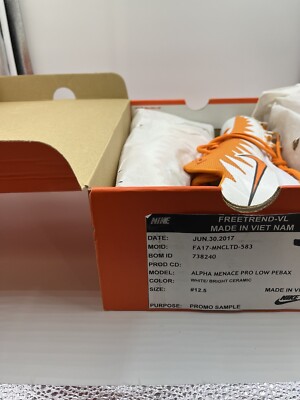 NEW Nike Alpha Menace Pro Mid TD Orange And White Football Cleats-image
