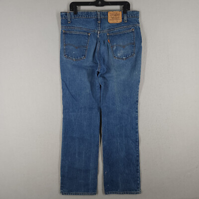 VTG Levis 517 Jeans Mens 38x34 (Fits 36x32) Blue Slim Bootcut Orange Tab USA 80s-image
