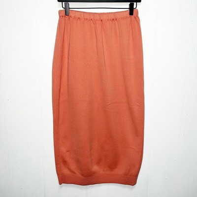 Joan Vass Neiman Marcus Coral Midi Flannel Skirt SZ 2-image