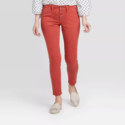 Women's Mid-Rise Ankle Skinny Jeans - Universal Thread - Rust - 564119 Size 0/25-image