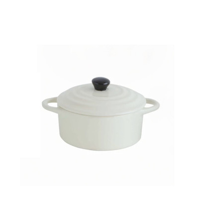 Creative Co-op White Stoneware Mini Baker with Lid-image