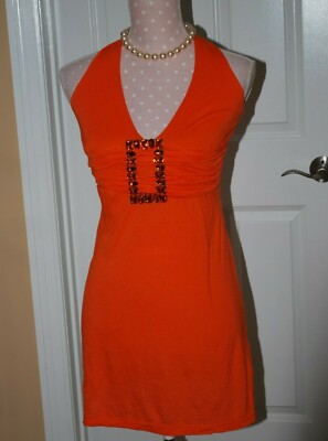 LUSH ORANGE HALTER DRESS-image