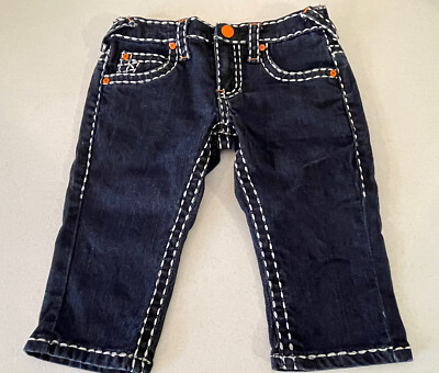 CREST JEANS, Girls, Youth Sz 5, Jean Capri w/Orange Snaps/Studs & Topstitching-image